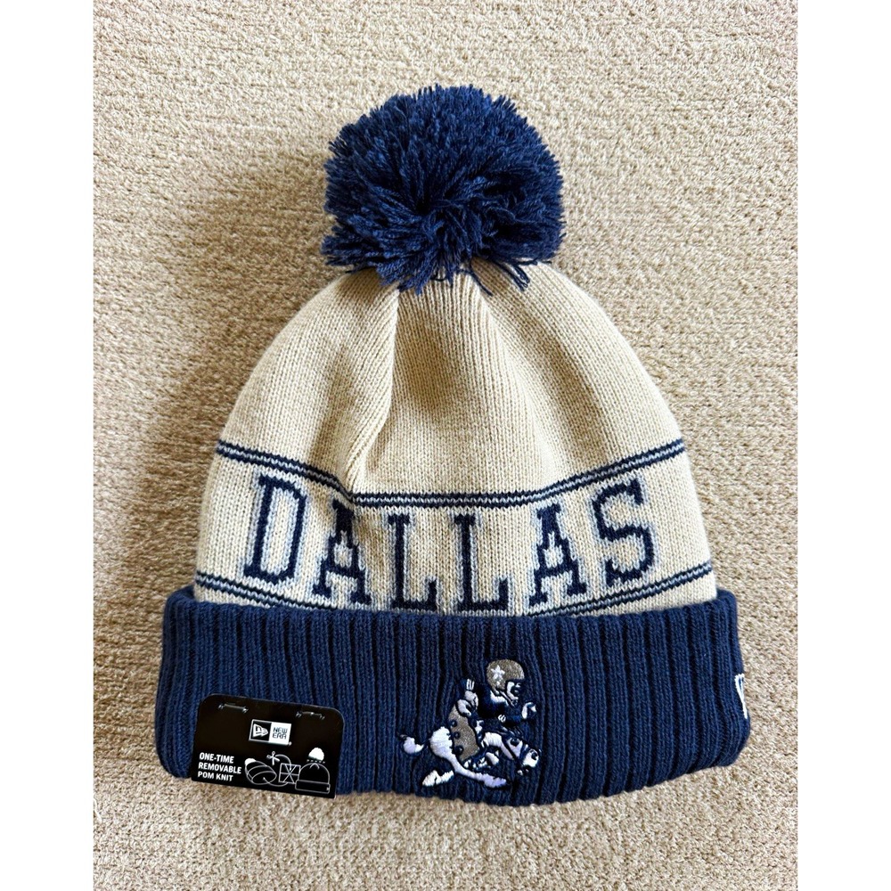 Dallas Cowboys New Era NFL On Field Pom Knit Beanie Hat NWT OSFM Fleece Lined